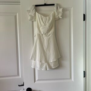 Amazon White Romper with Puff Sleeves